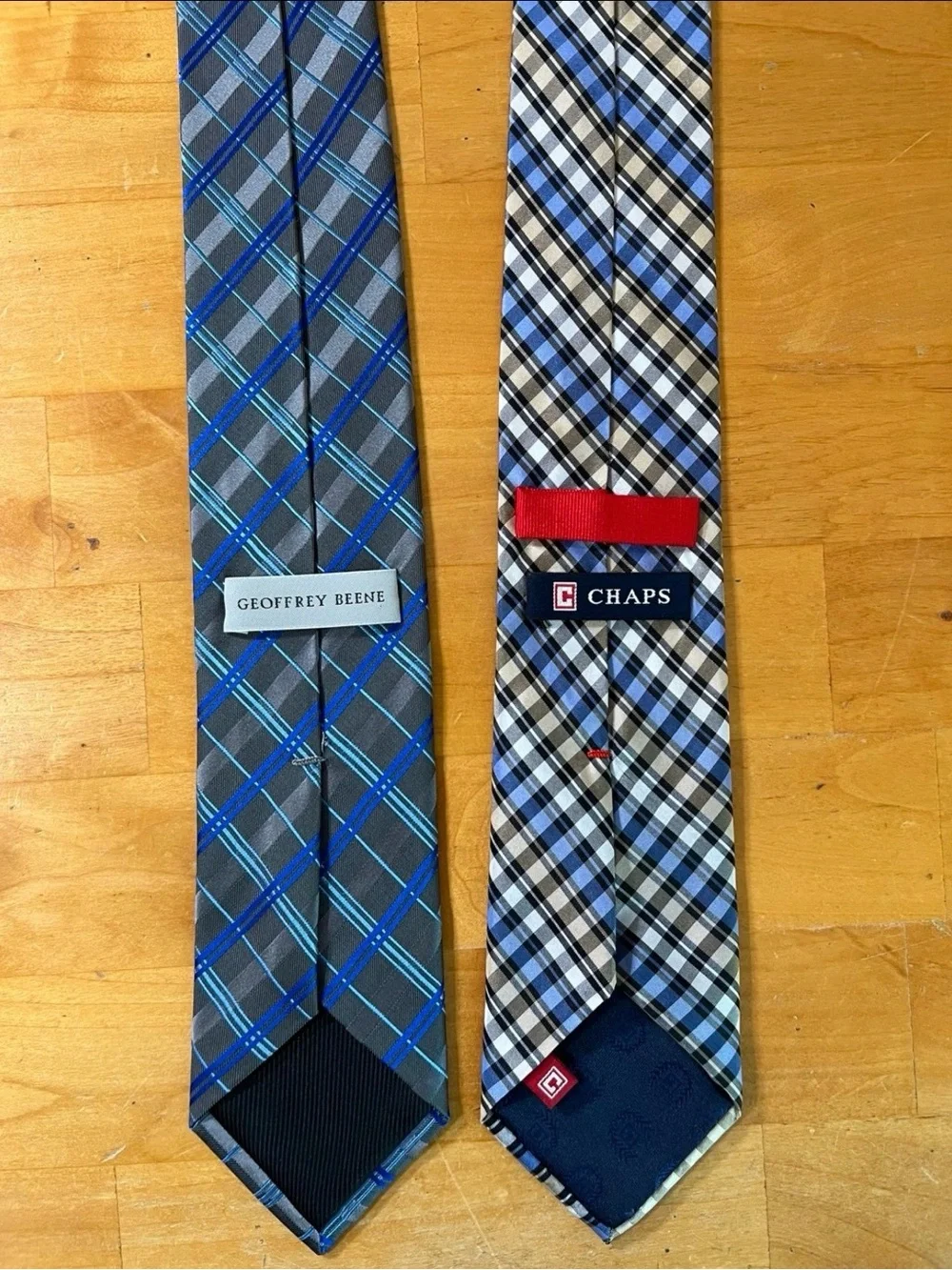 Mens Tie Lot Geoffrey Beene Chaps Blue Gray Plaid Check Dress Neckties